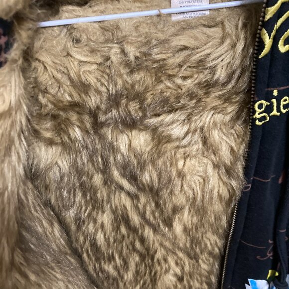 Vintage Ed Hardy Y2K Faux Fur Lined Hoodie Size Small Pre-Owned Excellent - Picture 2 of 7